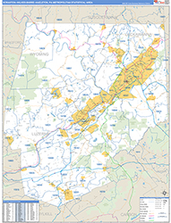 Scranton-Wilkes-Barre-Hazleton Metro Area Wall Map Basic Style 2026